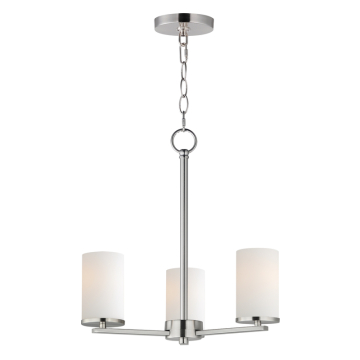 Maxim Lighting Lateral 3-Light Chandelier - 120V - Satin Nickel - Satin White Glass