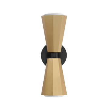 Maxim Lighting Rizzo 2-Light Wall Sconce - 120V - Black / Antique Brass - Satin White Glass