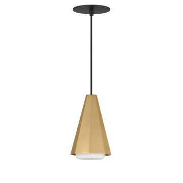 Maxim Lighting Rizzo Single Pendant - 120V - Black / Antique Brass - Satin White Glass