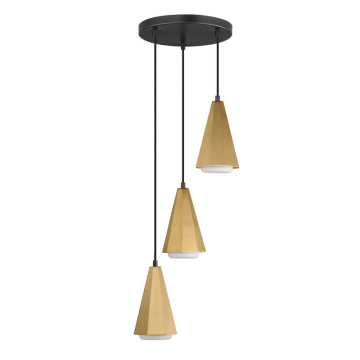 Maxim Lighting Rizzo 3-Light Pendant - 120V - Black / Antique Brass - Satin White Glass
