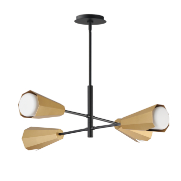 Maxim Lighting Rizzo 4-Light Chandelier - 120V - Black / Antique Brass - Satin White Glass