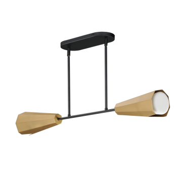 Maxim Lighting Rizzo Linear Pendant - 120V - Black / Antique Brass - Satin White Glass