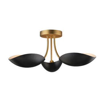 Maxim Lighting Maris 3-Light Semi-Flush Mount - 120V - Black / Natural Aged Brass