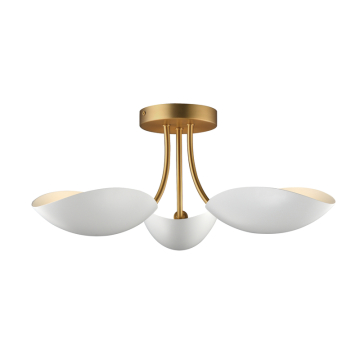 Maxim Lighting Maris 3-Light Semi-Flush Mount - 120V - White / Natural Aged Brass