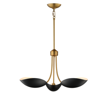 Maxim Lighting Maris 3-Light Pendant - 120V - Black / Natural Aged Brass