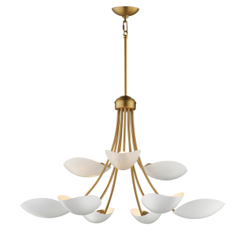 Maxim Lighting Maris 9-Light Chandelier - 120V - White / Natural Aged Brass