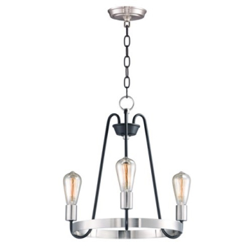 Maxim Lighting Haven 3-Light Chandelier - 120V - Black / Satin Nickel