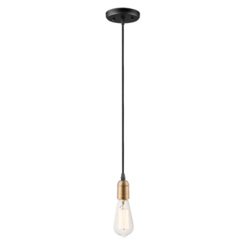Maxim Lighting Early Electric 1-Light Pendant - 120V - Black / Antique Brass