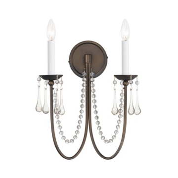 Maxim Lighting Plumette 2-Light Wall Sconce w/ Crystal - 120V - Chestnut Bronze