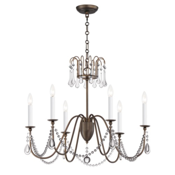Maxim Lighting Plumette 6-Light Chandelier w/ Crystal - 120V - Chestnut Bronze
