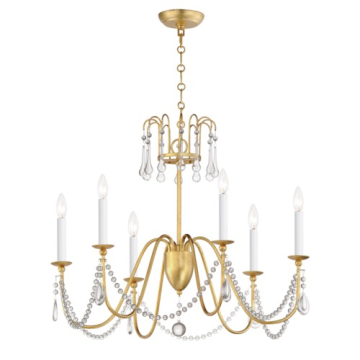 Maxim Lighting Plumette 6-Light Chandelier w/ Crystal - 120V - Gold Leaf