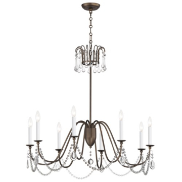 Maxim Lighting Plumette 8-Light Chandelier w/ Crystal - 120V - Chestnut Bronze