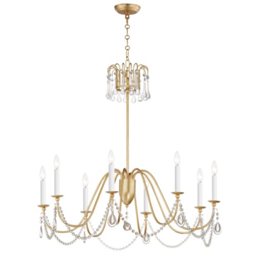 Maxim Lighting Plumette 8-Light Chandelier w/ Crystal - 120V - Gold Leaf
