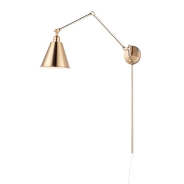 Maxim Lighting Library 1-Light Adjustable Wall Sconce - 28" Arm - 120V - Heritage Brass