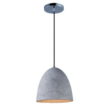 Maxim Lighting Crete 12" 1-Light Pendant - 120V - Gray / Polished Chrome