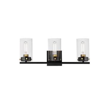 Maxim Lighting Pinn 3-Light Bath Vanity Light - 120V - Black / Satin Brass