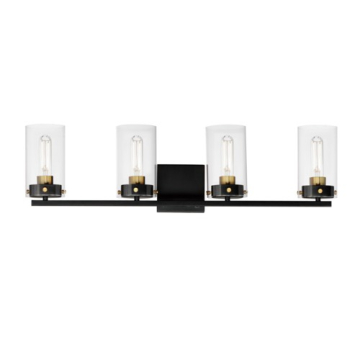 Maxim Lighting Pinn 4-Light Bath Vanity Light - 120V - Black / Satin Brass