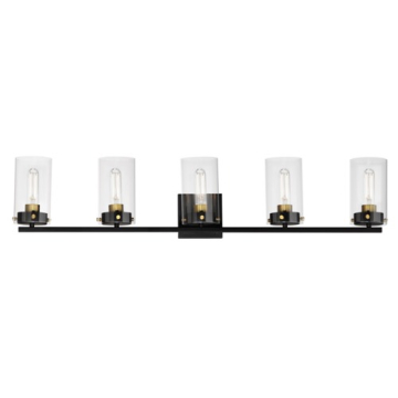 Maxim Lighting Pinn 5-Light Bath Vanity Light - 120V - Black / Satin Brass