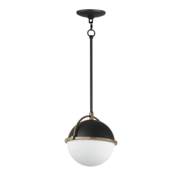 Maxim Lighting Duke 10" 1-Light Pendant - 120V - Black / Weathered Brass