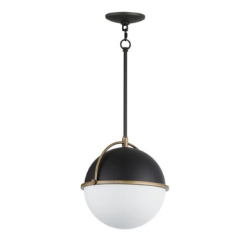 Maxim Lighting Duke 12" 1-Light Pendant - 120V - Black / Weathered Brass