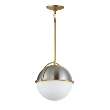 Maxim Lighting Duke 12" 1-Light Pendant - 120V - Satin Nickel / Satin Brass