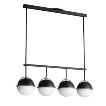 Maxim Lighting Duke 4-Light Linear Pendant - 120V - Black / Weathered Brass