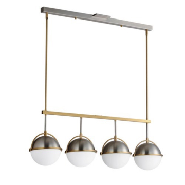 Maxim Lighting Duke 4-Light Linear Pendant - 120V - Satin Nickel / Satin Brass