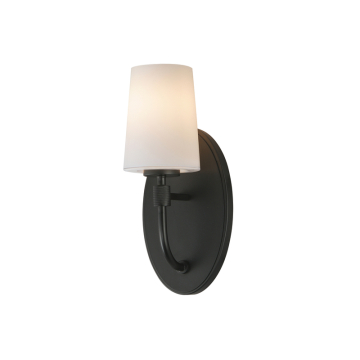 Maxim Lighting Durham 1-Light Sconce - 120V - Black - White Glass