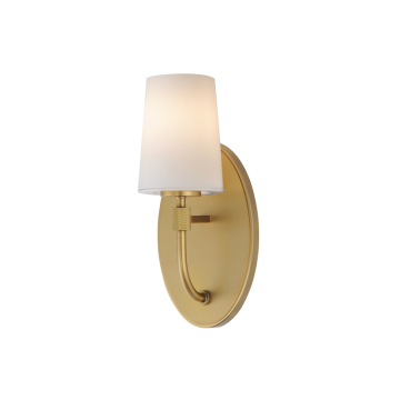 Maxim Lighting Durham 1-Light Sconce - 120V - Natural Aged Brass - White Glass