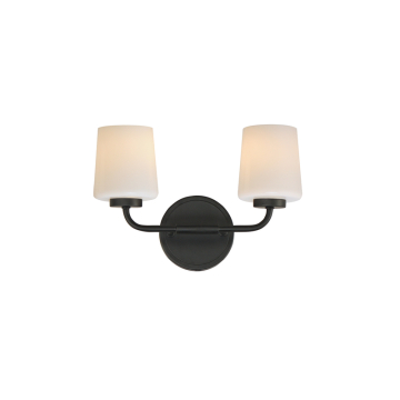Maxim Lighting Durham 2-Light Sconce - 120V - Black - White Glass