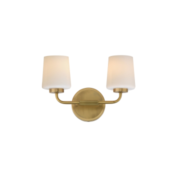 Maxim Lighting Durham 2-Light Sconce - 120V - Natural Aged Brass - White Glass