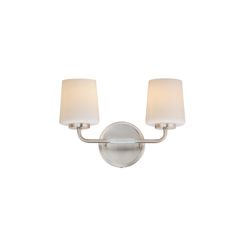 Maxim Lighting Durham 2-Light Bath Vanity Light - 120V - Satin Nickel - White Glass