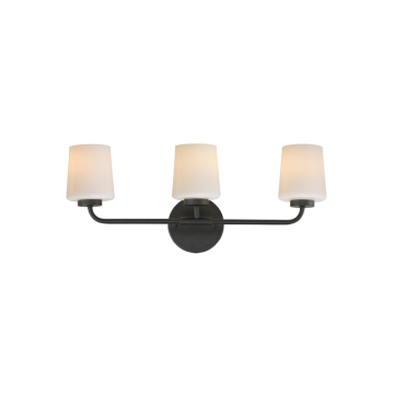Maxim Lighting Durham 3-Light Bath Vanity Light - 120V - Black - White Glass