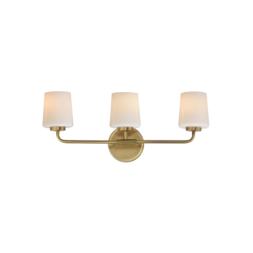 Maxim Lighting Durham 3-Light Bath Vanity Light - 120V - Natural Aged Brass - White Glass