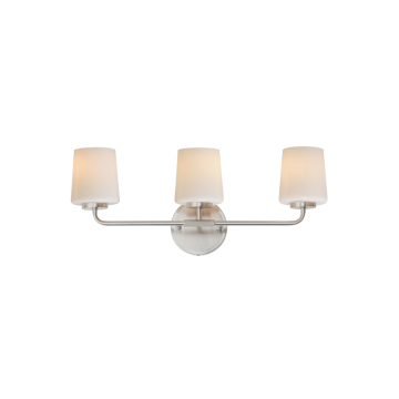 Maxim Lighting Durham 3-Light Bath Vanity Light - 120V - Satin Nickel - White Glass