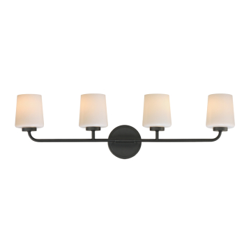 Maxim Lighting Durham 4-Light Bath Vanity Light - 120V - Black - White Glass