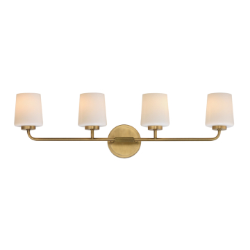 Maxim Lighting Durham 4-Light Bath Vanity Light - 120V - Natural Aged Brass - White Glass