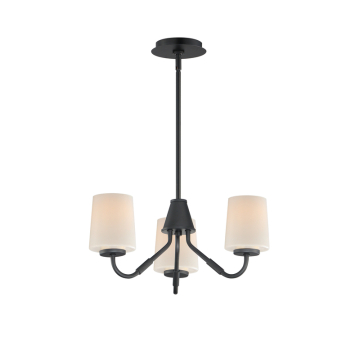 Maxim Lighting Durham 3-Light Chandelier - 120V - Black - White Glass