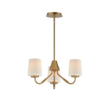 Maxim Lighting Durham 3-Light Chandelier - 120V - Natural Aged Brass - White Glass