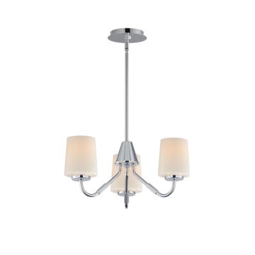 Maxim Lighting Durham 3-Light Chandelier - 120V - Polished Chrome - White Glass