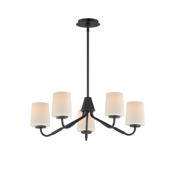 Maxim Lighting Durham 5-Light Chandelier - 120V - Black - White Glass