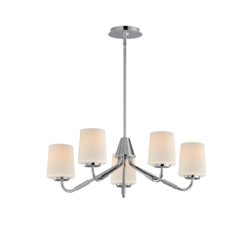 Maxim Lighting Durham 5-Light Chandelier - 120V - Polished Chrome - White Glass