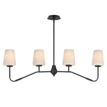 Maxim Lighting Durham 4-Light Linear Chandelier - 120V - Black - White Glass