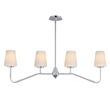 Maxim Lighting Durham 4-Light Linear Chandelier - 120V - Polished Chrome - White Glass