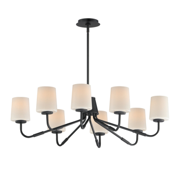 Maxim Lighting Durham 8-Light Chandelier - 120V - Black - White Glass