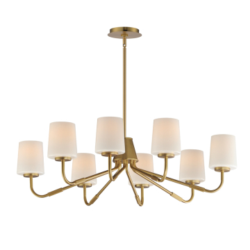 Maxim Lighting Durham 8-Light Chandelier - 120V - Natural Aged Brass - White Glass