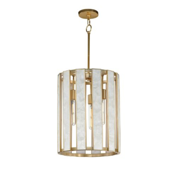 Maxim Lighting Miramar 3-Light Foyer Pendant - 120V - Capiz / Natural Aged Brass
