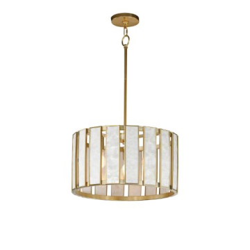 Maxim Lighting Miramar 3-Light Pendant - 120V - Capiz / Natural Aged Brass