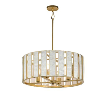 Maxim Lighting Miramar 4-Light Pendant - 120V - Capiz / Natural Aged Brass