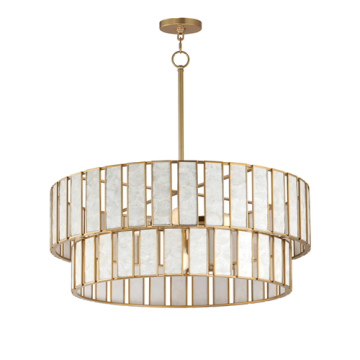 Maxim Lighting Miramar 6-Light Chandlelier - 120V - Capiz / Natural Aged Brass